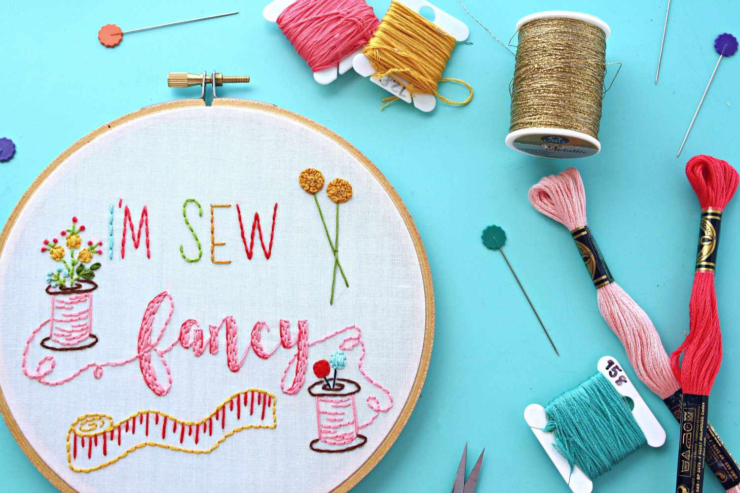 I'm Sew Fancy Hand Embroidery Pattern Close Up