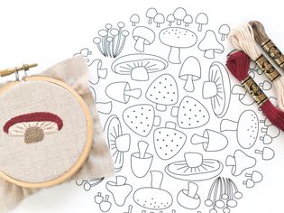 蘑菇马赛克刺绣图案