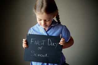 Girl on first day of school