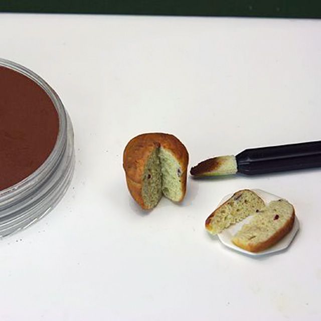 Eye shadow used to color panettone made from polymer clay