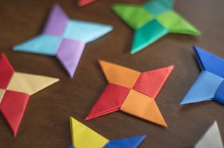 Multi-colored origami ninja stars