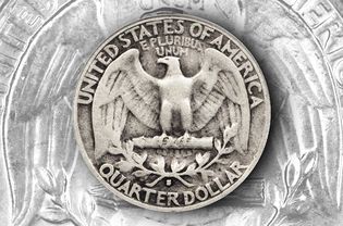 在旧金山铸造的华盛顿四分之一银币背面