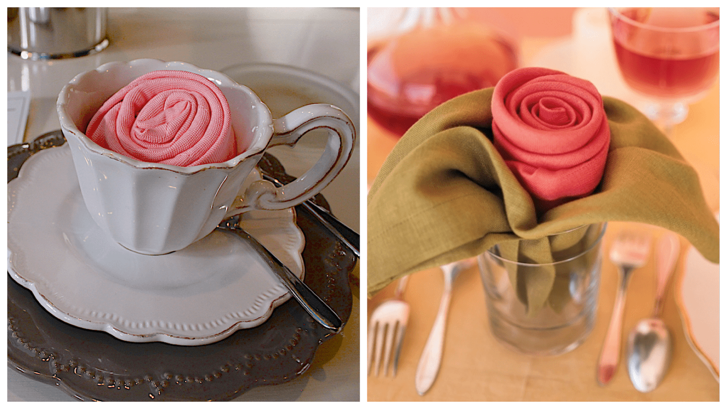 折纸玫瑰餐巾教程
