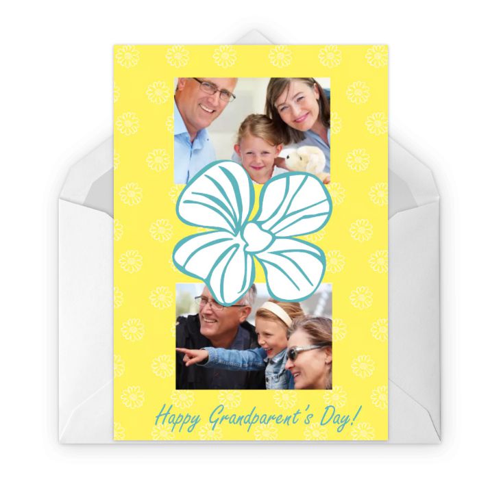 黄色的花祖父母的节日卡片