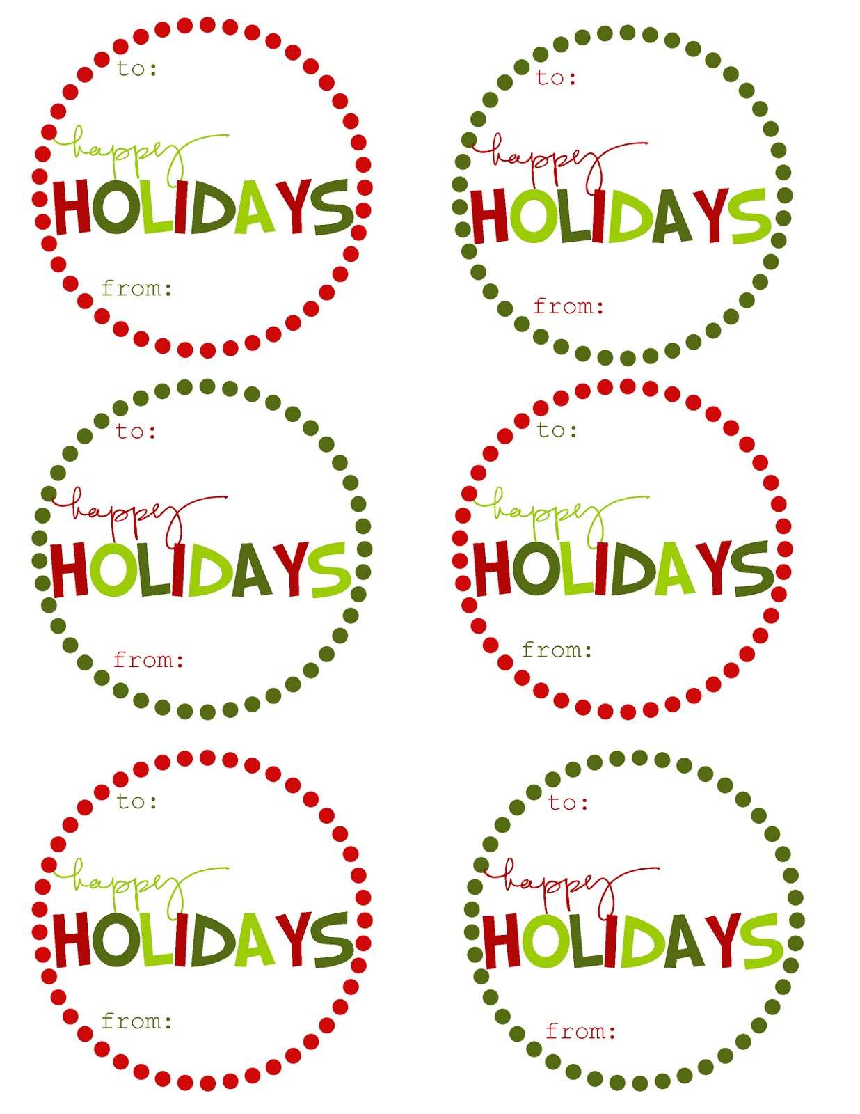 红色和绿色“Holidays"快乐;礼物标签。