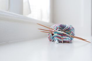 Unfinished knitting on double pointed needles