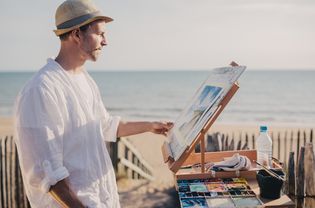 Artist painting outdoor