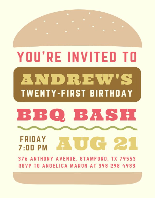 A printable birthday invite for a BBQ