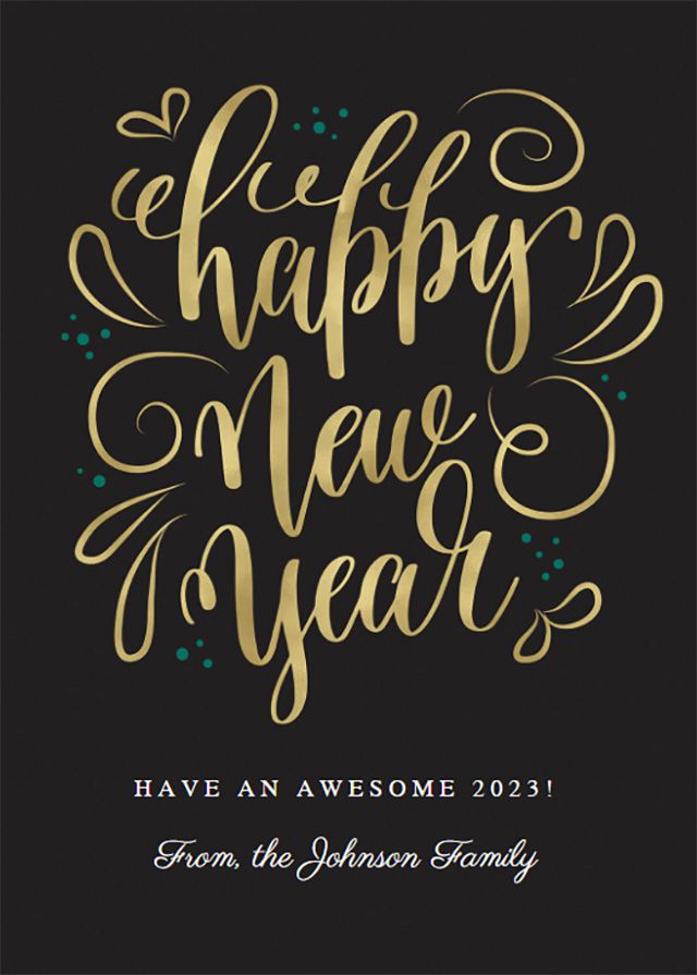 A black and gold new year's card