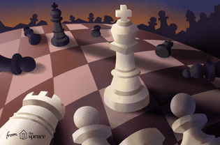 Illustration of chess pieces fallen down