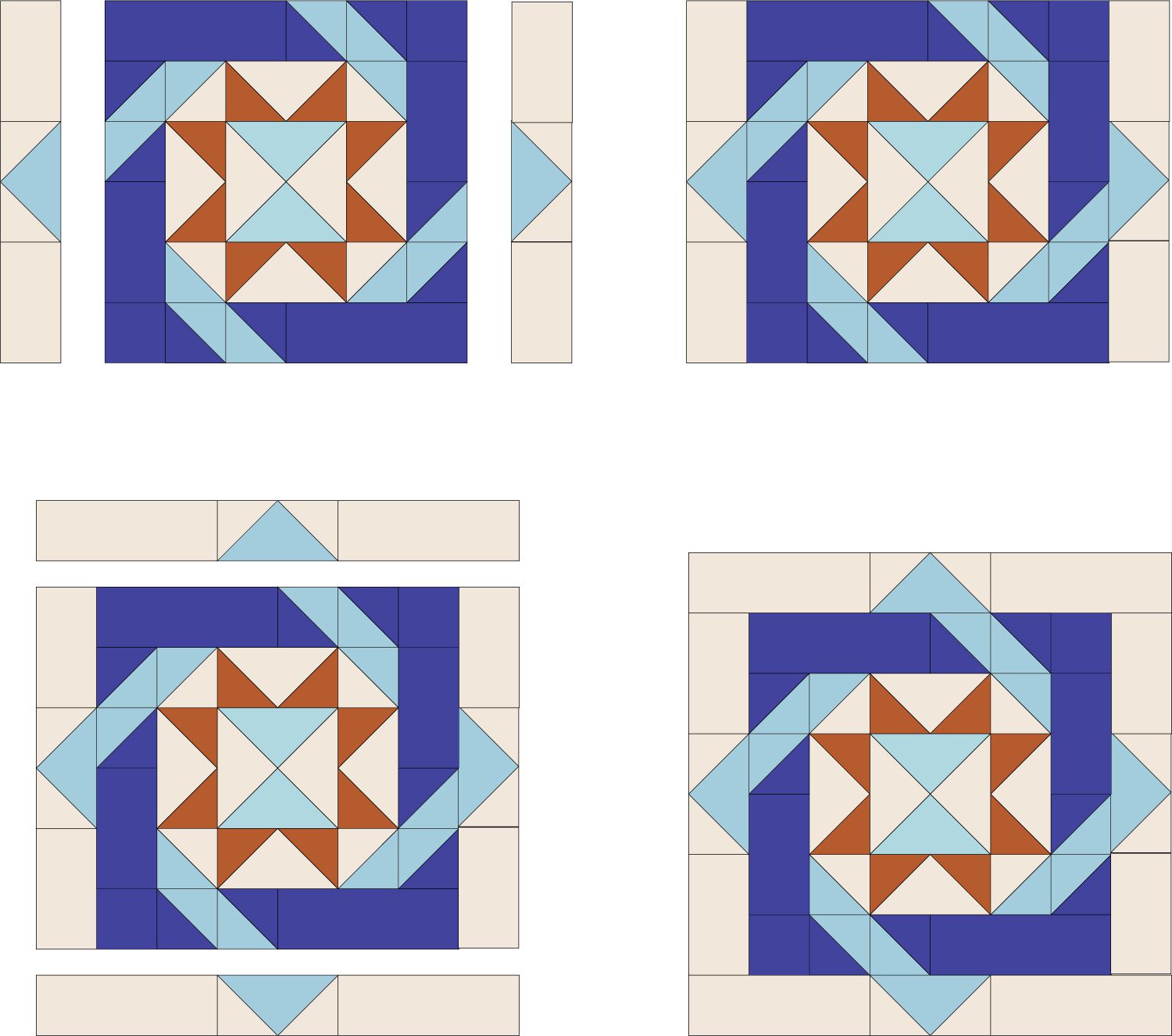 四个迷宫被块，右下角是完成的一个。