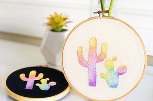 Rainbow Cactus Duo Embroidery Pattern
