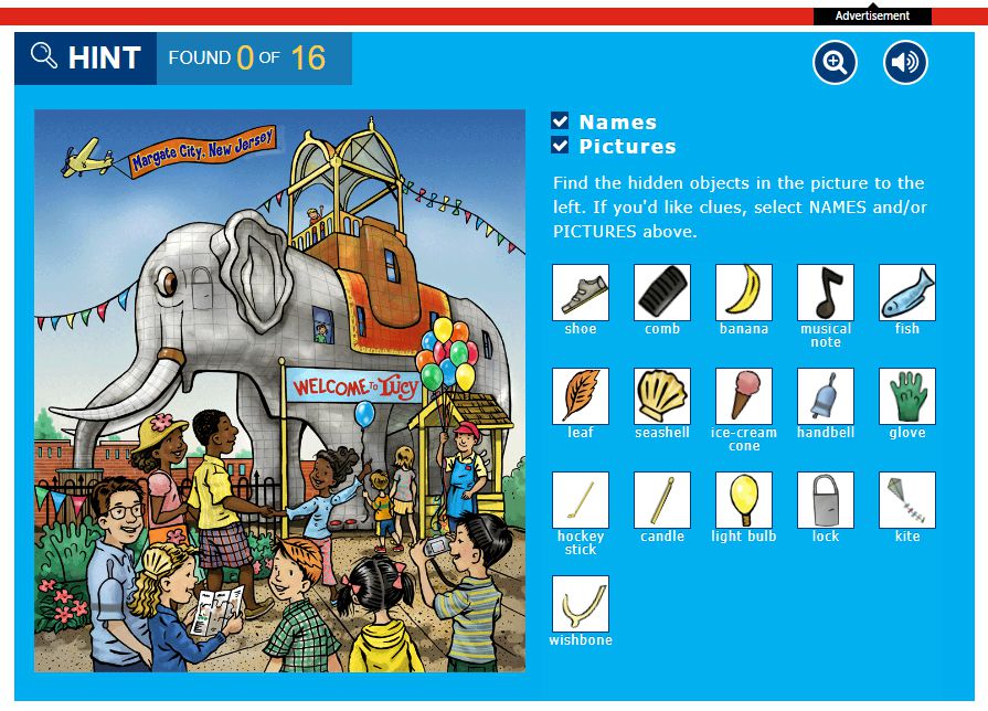 一个隐藏的图片游戏与一头大象