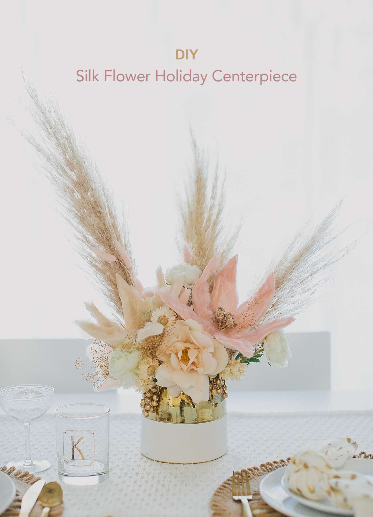 Gold and Pink Flowers Centerpiece
