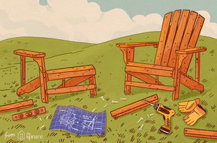 Illustration of Adirondack chairs being built