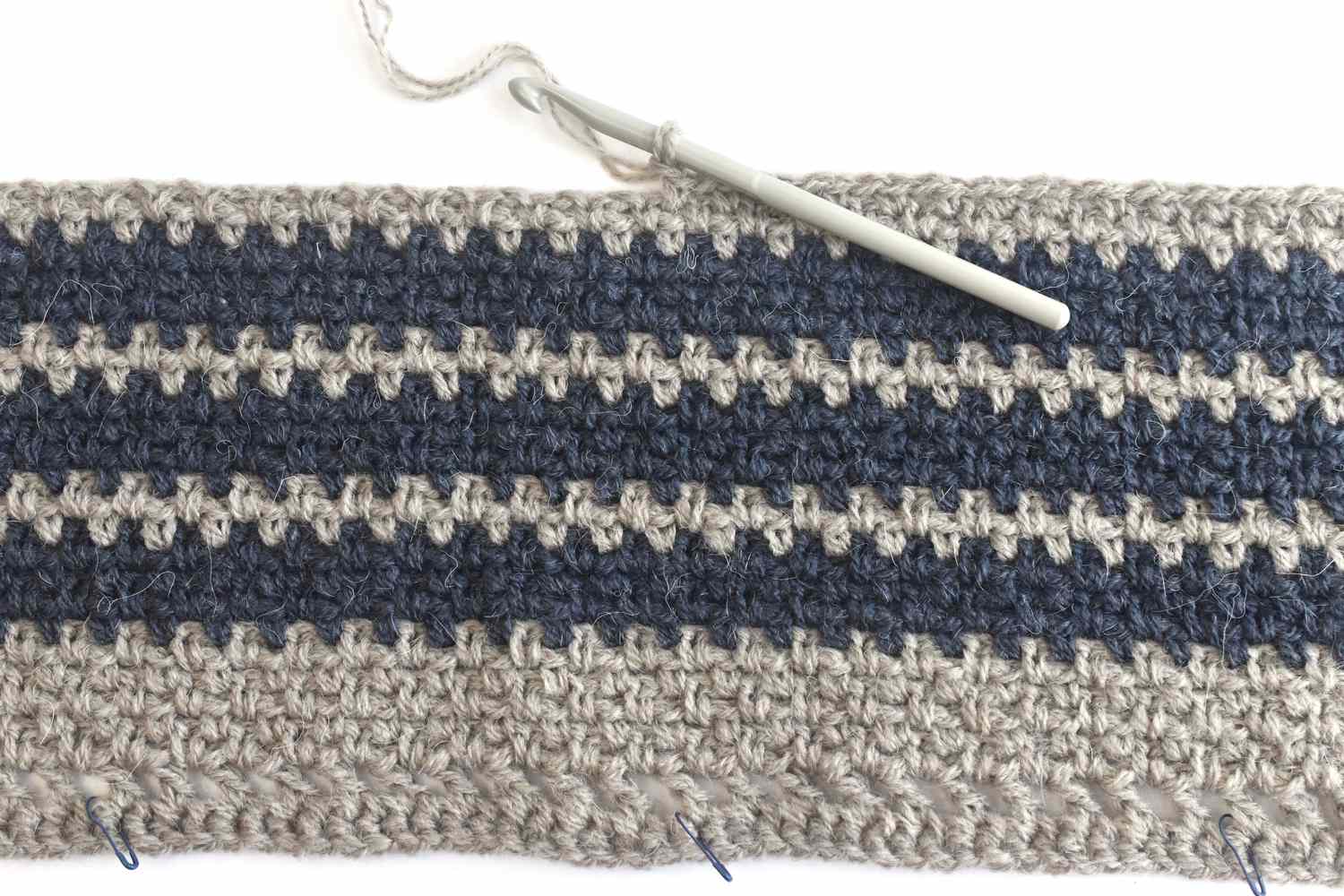 Crochet Rows of Moss Stitch