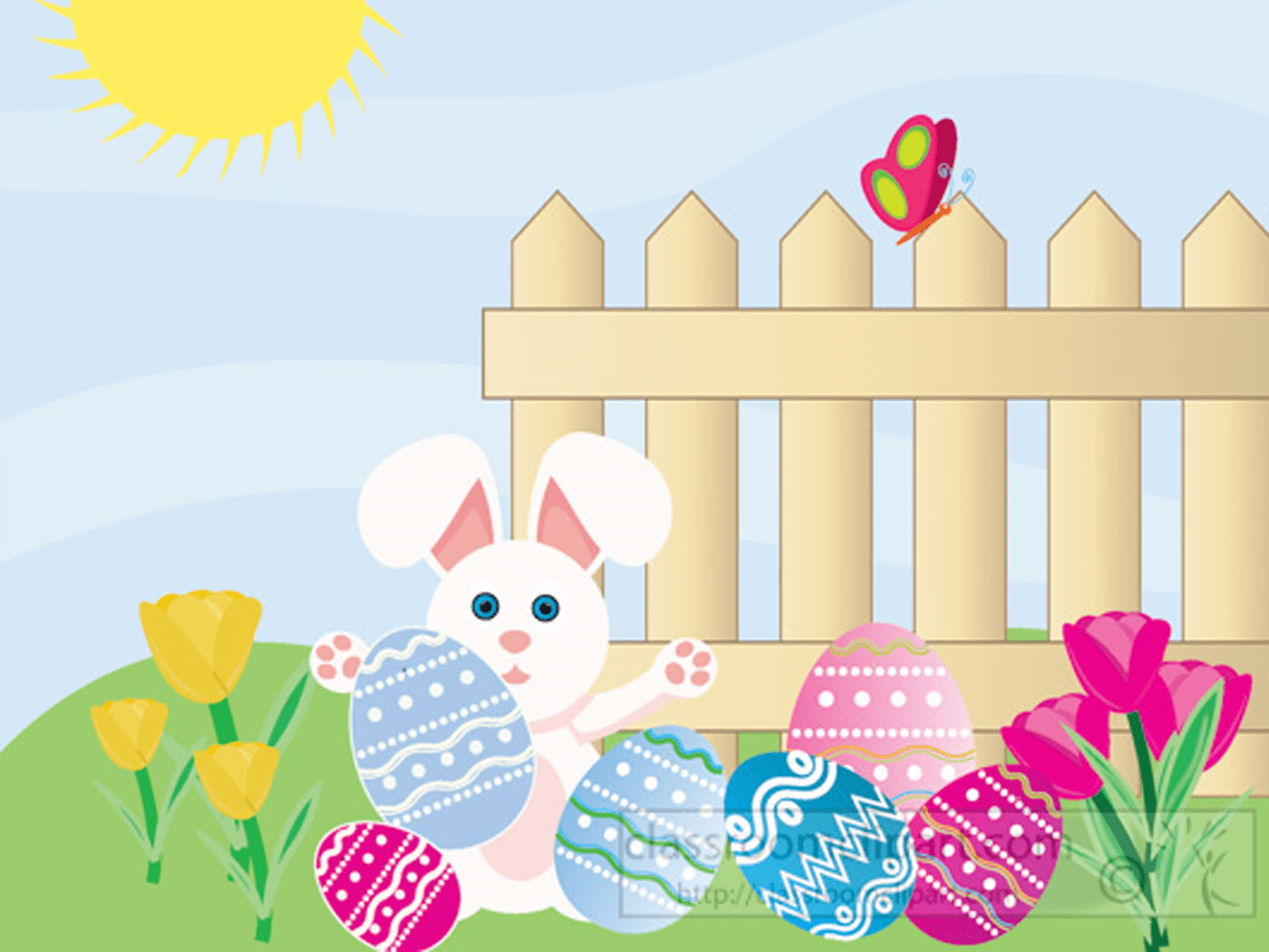 复活节剪贴画的兔子和复活节彩蛋