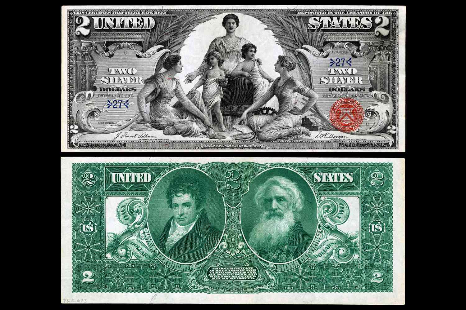 团结起来d States two dollar bill series 1896 educational note
