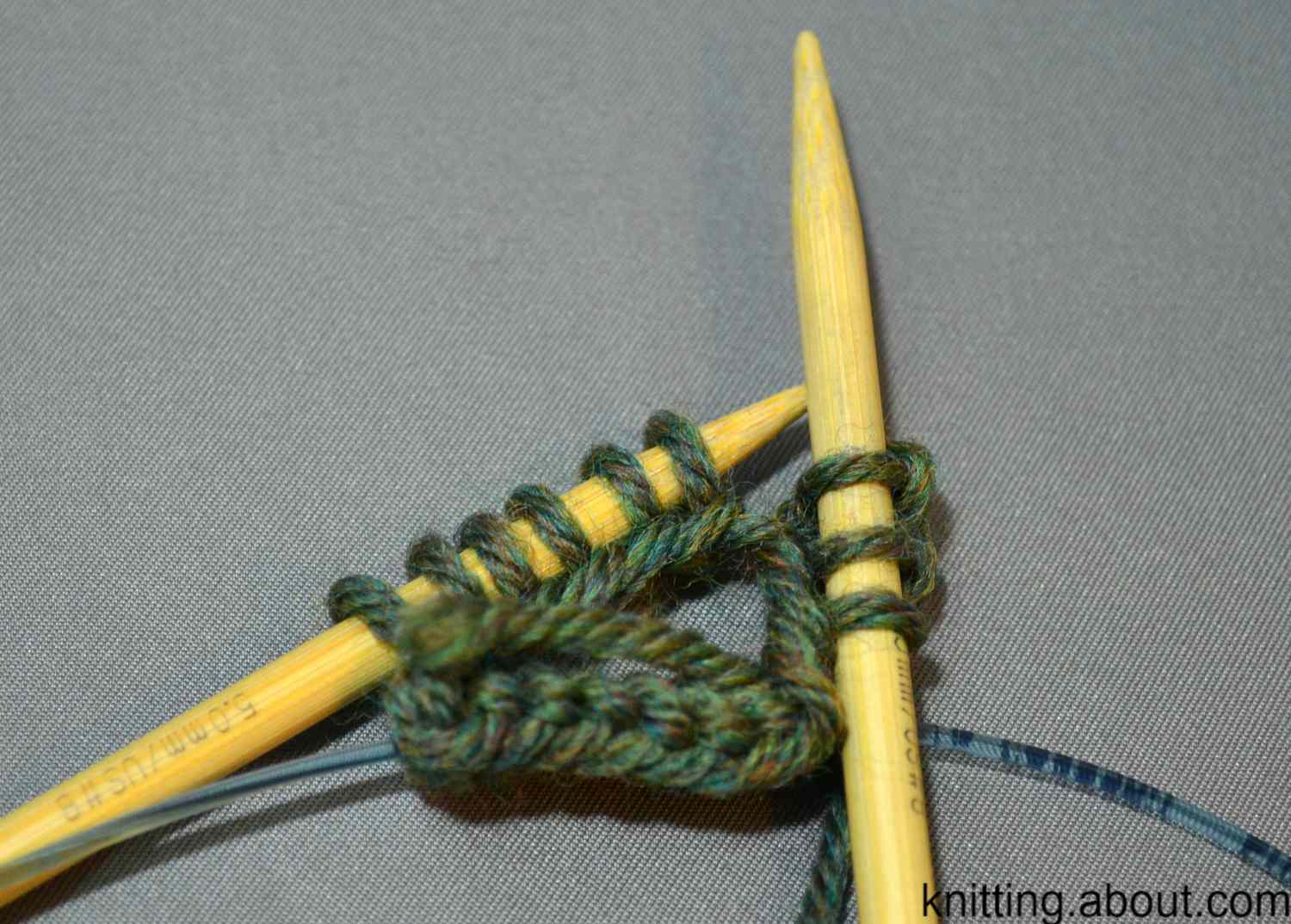 Knitting in the round with two circular needles.