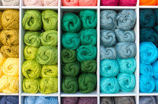 yarn organized on shelves