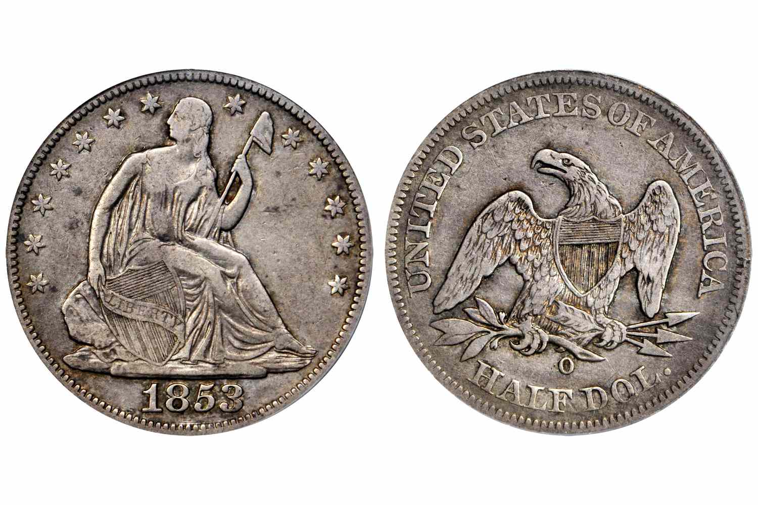 1853年的今天，自由女神座半美元-无箭