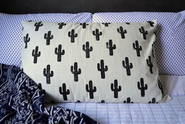 DIY盖章仙人掌模式枕头