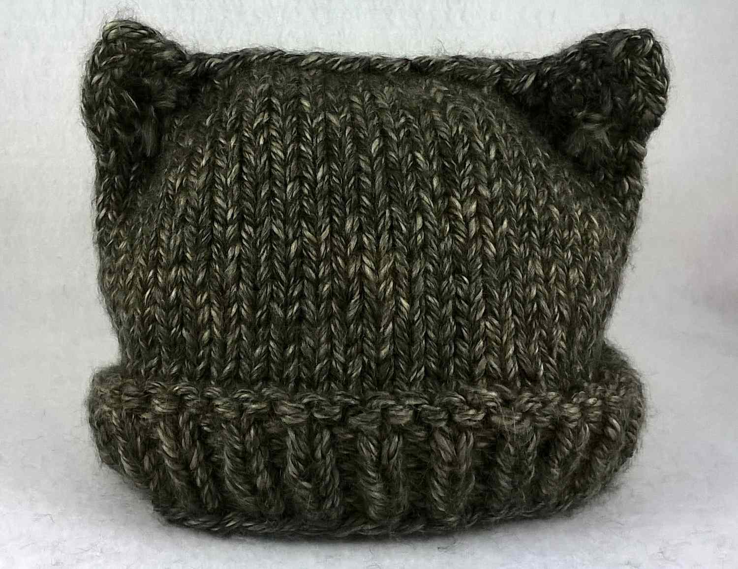猫帽编织图案马尾辫开口