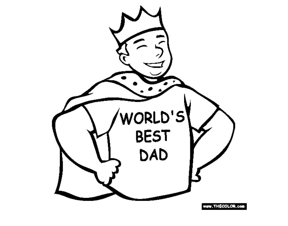 A dad wearing a cape, crown, and a shirt that says "World's Best Dad"