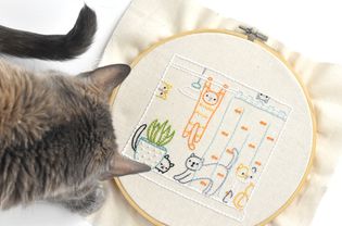 猫手刺绣图案