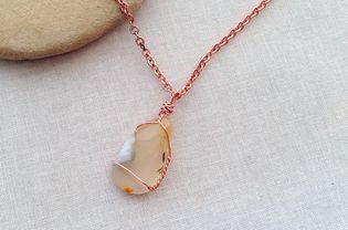 Wire-wrapped stone pendant necklace