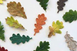 Oak leaves with crochet version