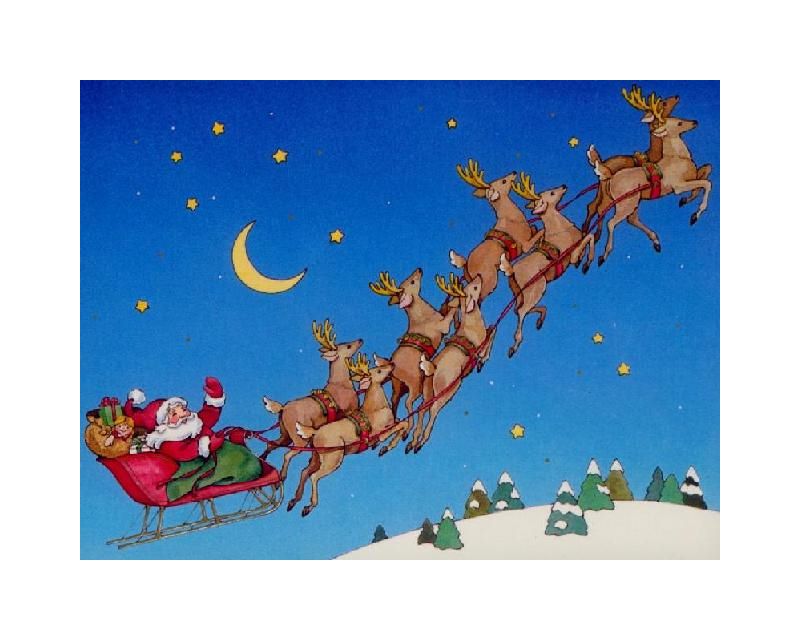 圣诞老人驾驶雪橇的驯鹿