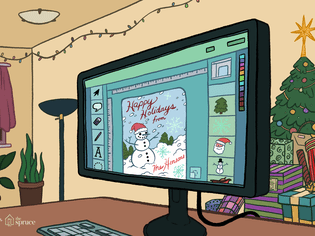 电脑屏幕上的假日剪贴画的插图