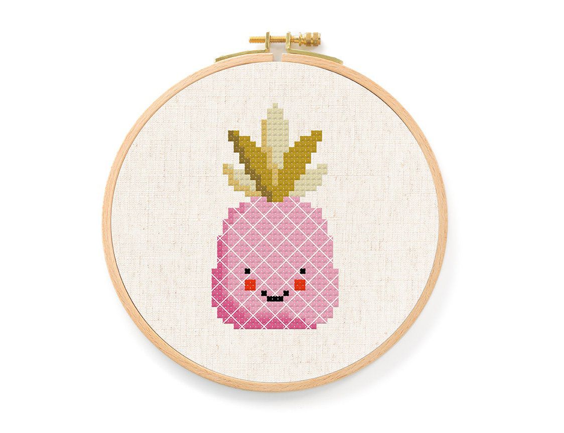 粉红色的菠萝十字缝