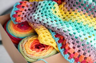 Rainbow Granny Square Crochet Blanket