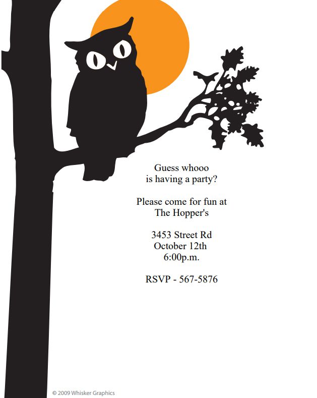 A Halloween Invitation With an Owl in a Tree