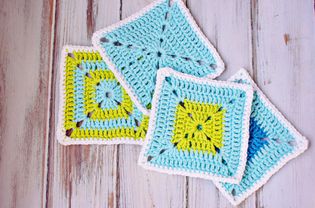 Blue and Green Crocheted Squares