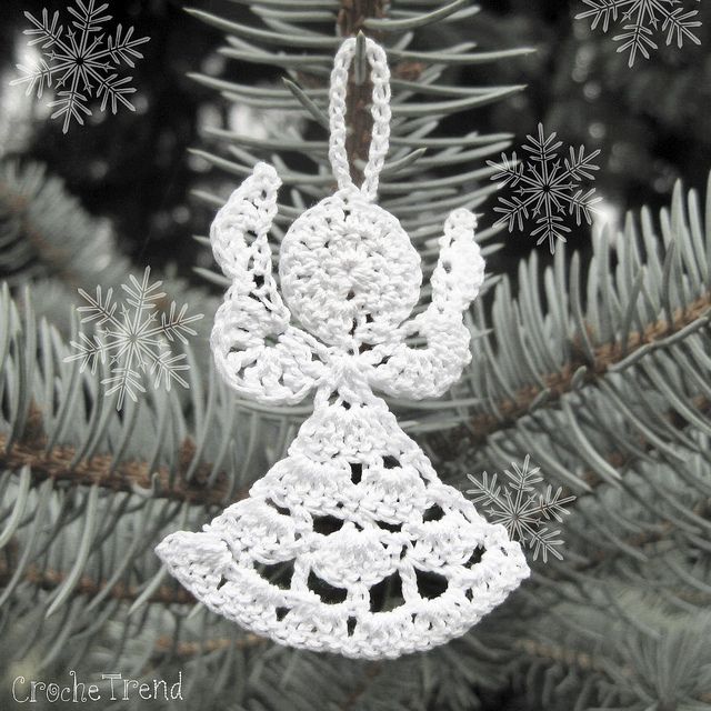 天使的圣诞装饰品免费钩针模式