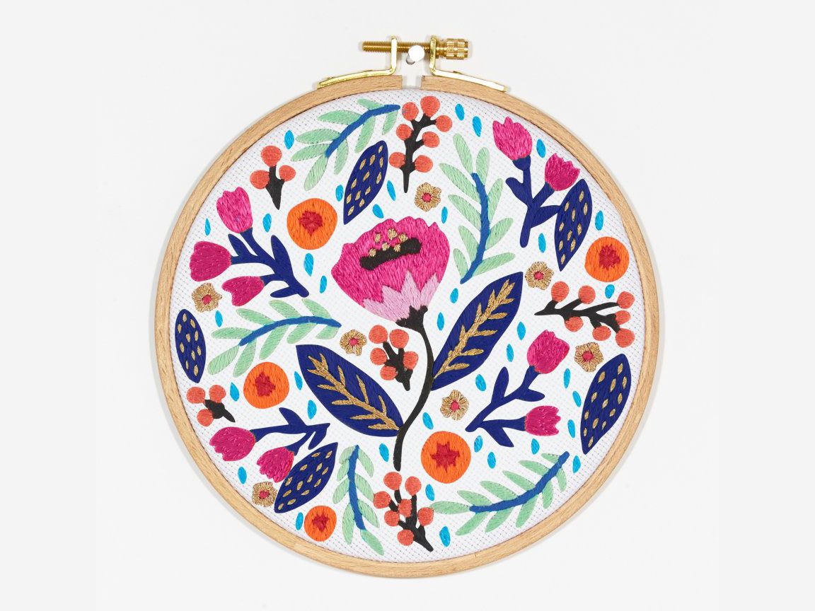 Hooped Spring Garden Embroidery Pattern