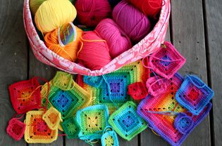 Crochet rainbow squares