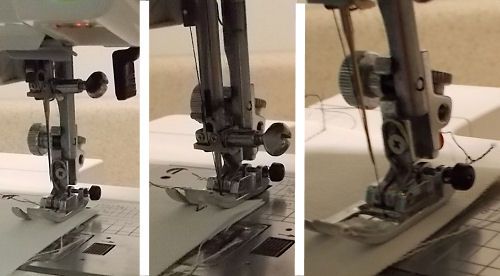 One photo showing the steps involved to sew a back stitch on your sewing machine.