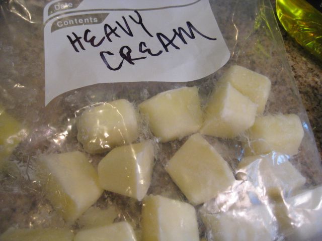 Frozen heavy whipping cream cubes for milk soap