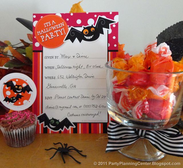 A Halloween invitation with bats