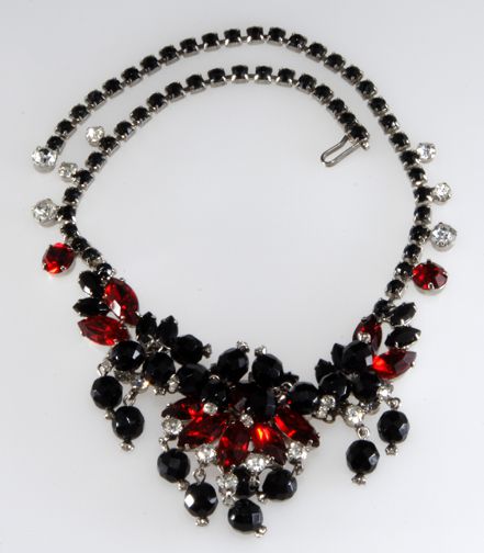 Juliana Red & Black Rhinestone Necklace