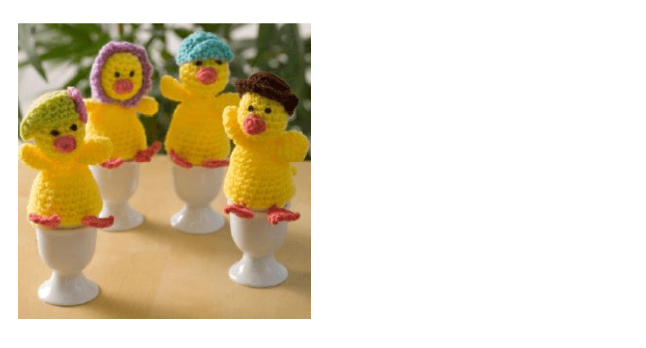 crocheted chicks on egg cups