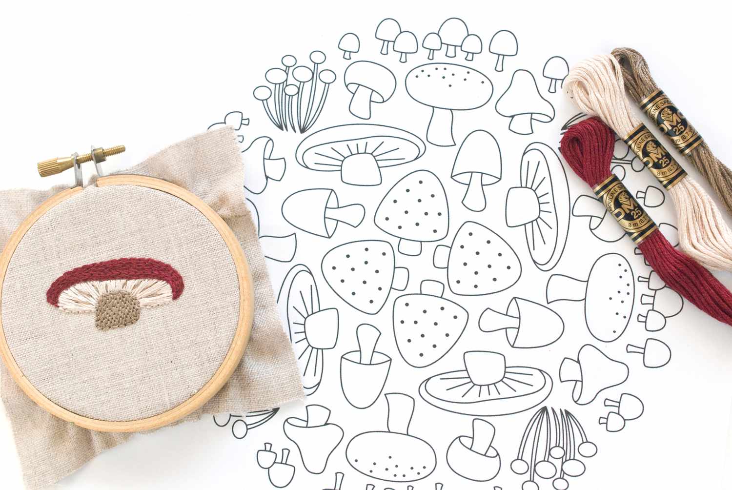Mushroom Mosaic Embroidery Pattern