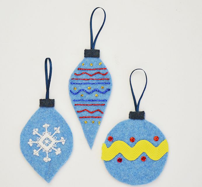 用毛衣为孩子们DIY毛毡圣诞树装饰品